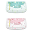 Pawoof double-layer glass cat bowl set in Pink and Green on a white background