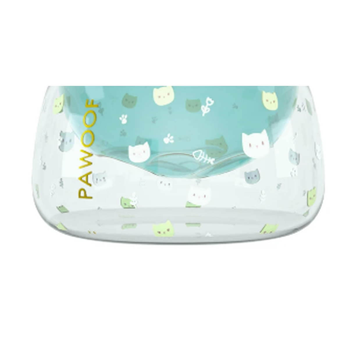 Pawoof Green double-layer glass cat bowl single SKU on a white background