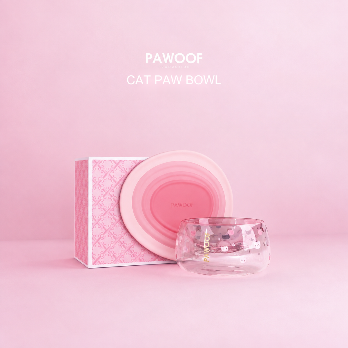Pawoof pink cat bowl gift packaging set
