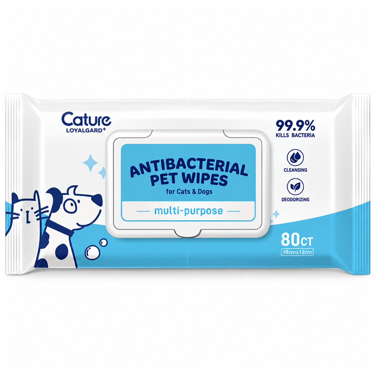 CATURE Antibacterial Pet Wipes（80s） | SKU main image | pure white background | complete square | 20260920-v1