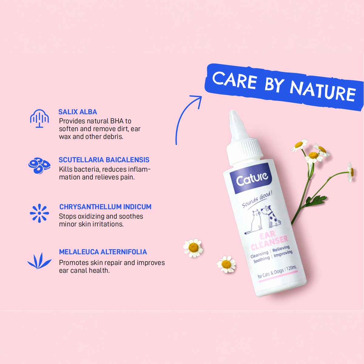 CATURE - Purelab Cat and Dog Ear Cleanser 120ml | source media 32960137658530 | content-safe square revision | TEXT_LAYOUT_REBUILD | textLayer=source-pixel-preserved | backgroundMode=locked-center-outpaint | 20260920-v1