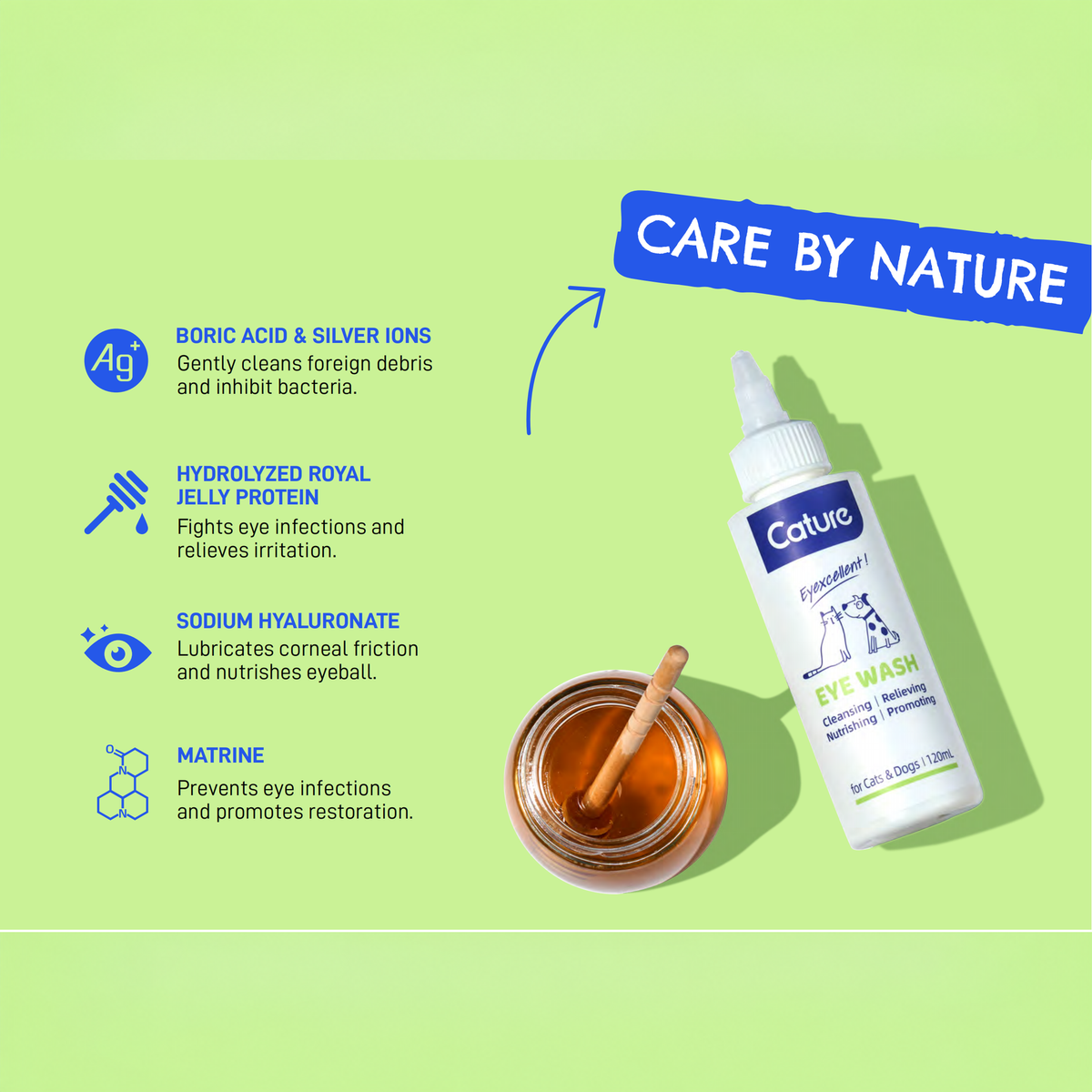 CATURE - Purelab Cat and Dog Physiological Eye Cleanser 120ml | source media 32960144048290 | content-safe square revision | TEXT_LAYOUT_REBUILD | textLayer=source-pixel-preserved | backgroundMode=locked-center-outpaint | 20260920-v1