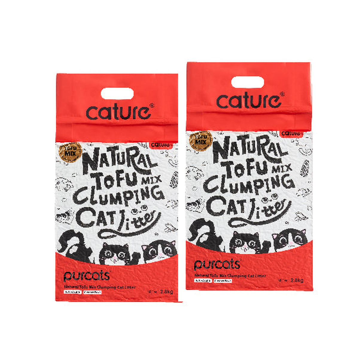 CATURE tofu and zeolite clumping cat litter, 5.6 kg two-bag package on a white background [Gallery: 5.6 KG (2 Bags)]