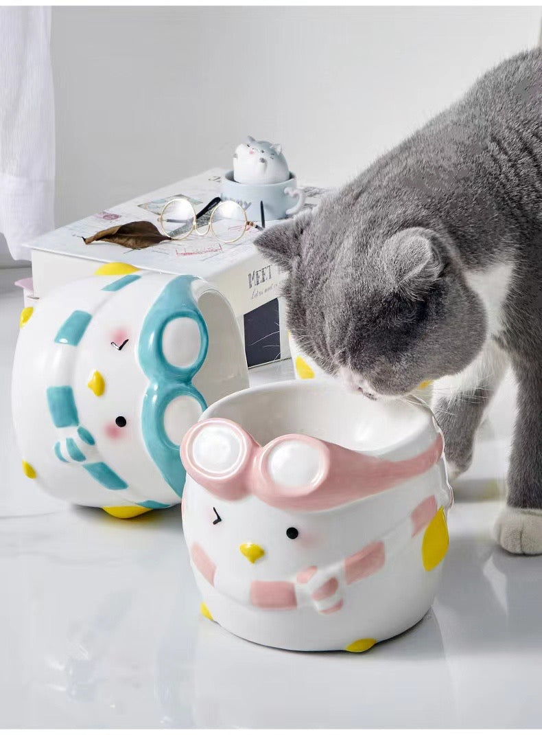 Penguin Ski Ceramic Pet Bowl