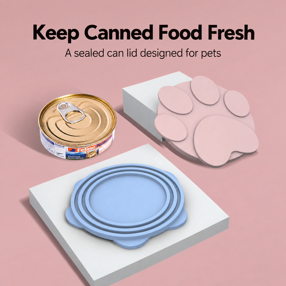 Soft silicone cat food can lid detail image 01: product overview
