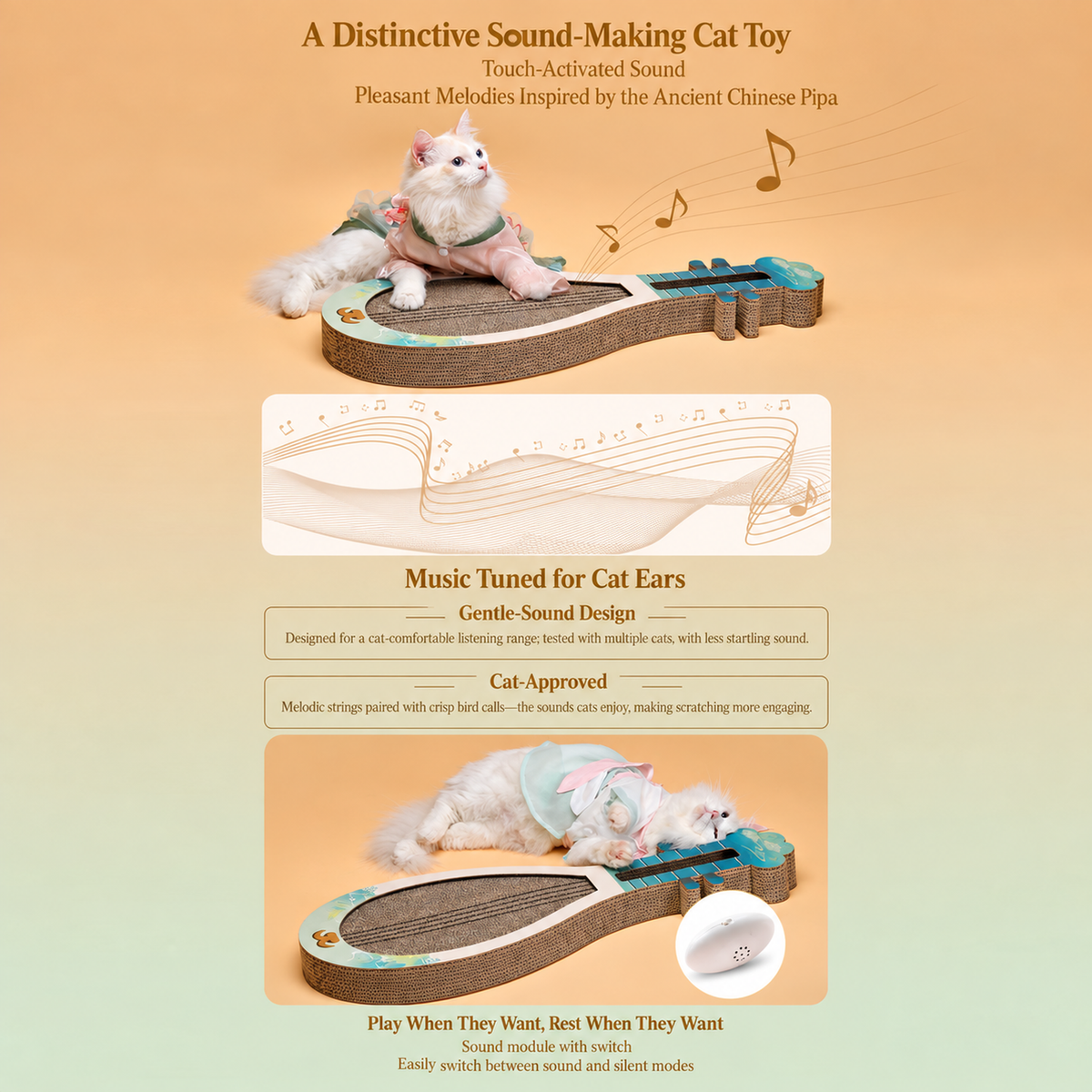 YISHIWU Pipa Musical Cat Scratcher translated detail image 03 | English square graphic