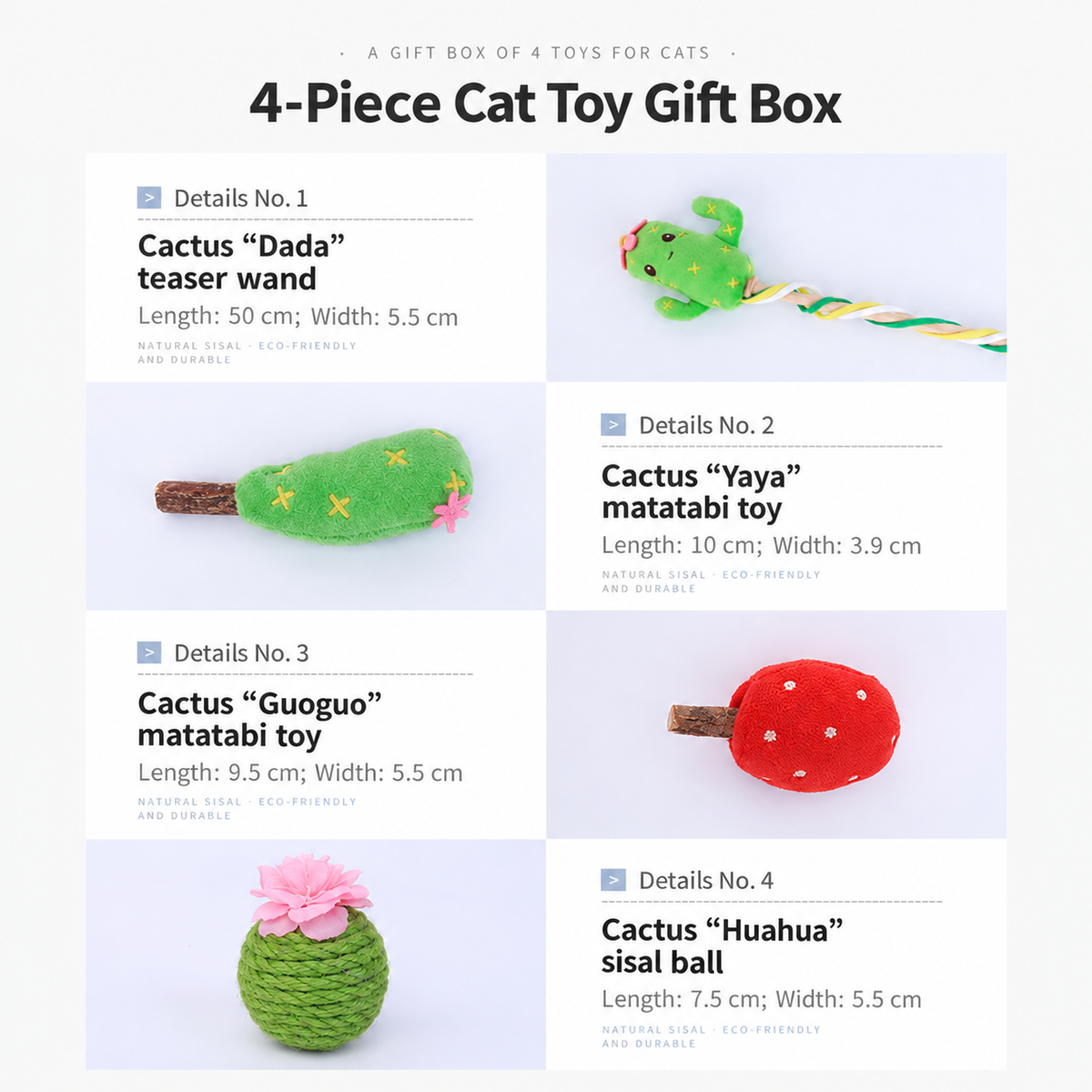 MIAOFAIRY Cactus Cat Toy Gift Set translated detail image 06 | English square graphic