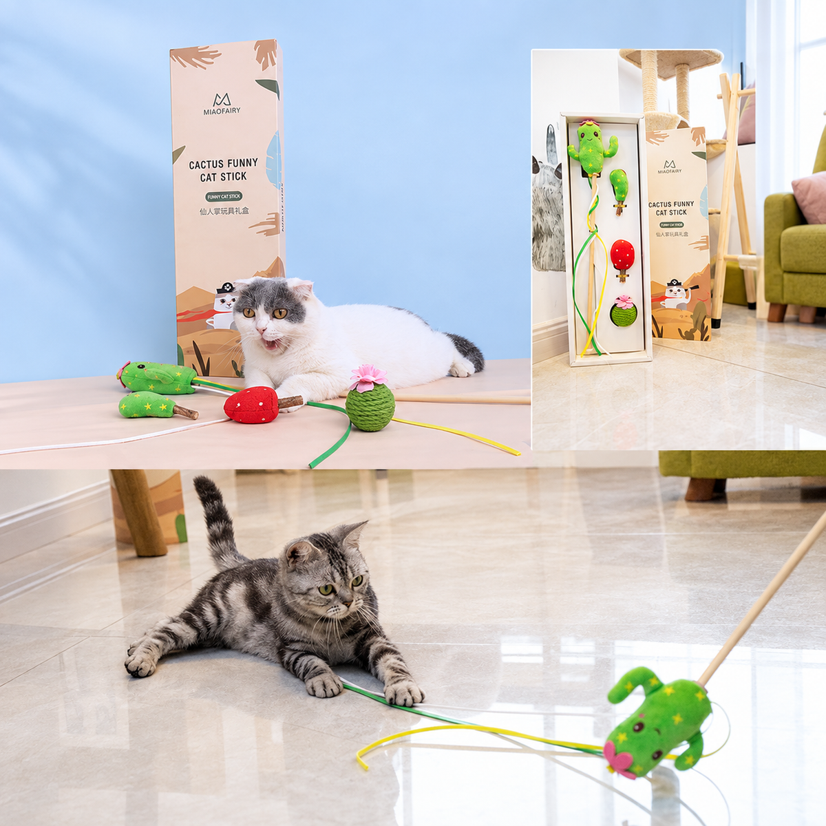MIAOFAIRY Cactus Cat Toy Gift Set translated detail image 07 | English square graphic