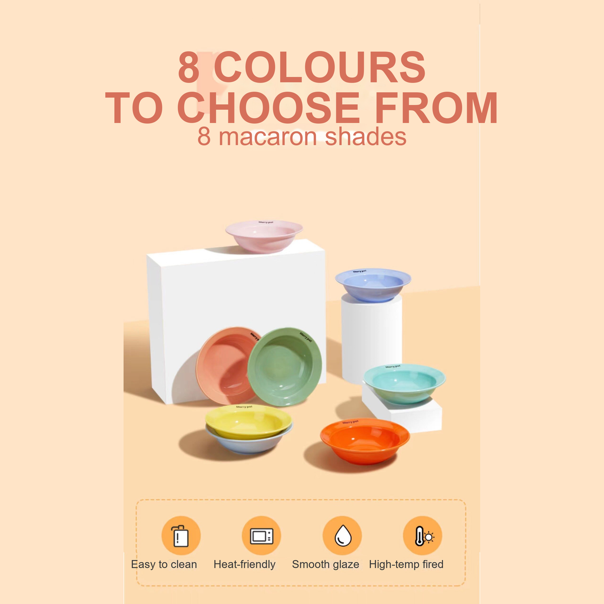 Merry Pet 8-colour pet bowl display and feature details - English translated final 1:1
