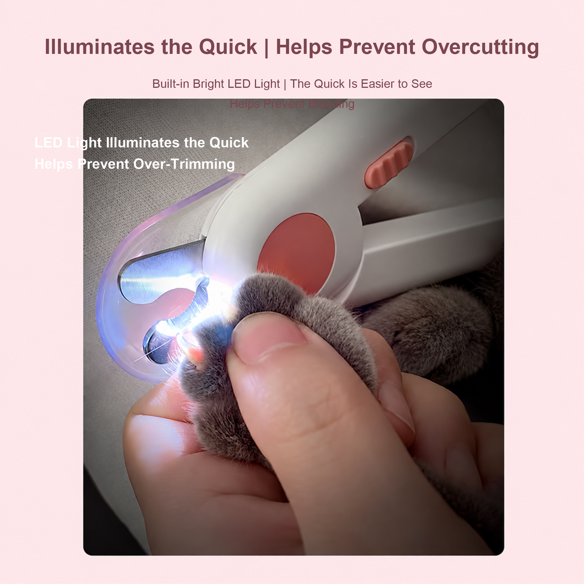 Pakeway LED pet nail clipper quick visibility feature detail