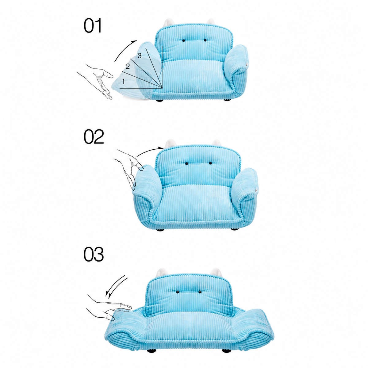 K.1 Audrey Pet Sofa adjustable steps, English square revision [Gallery: Detail][Revision of source 05]