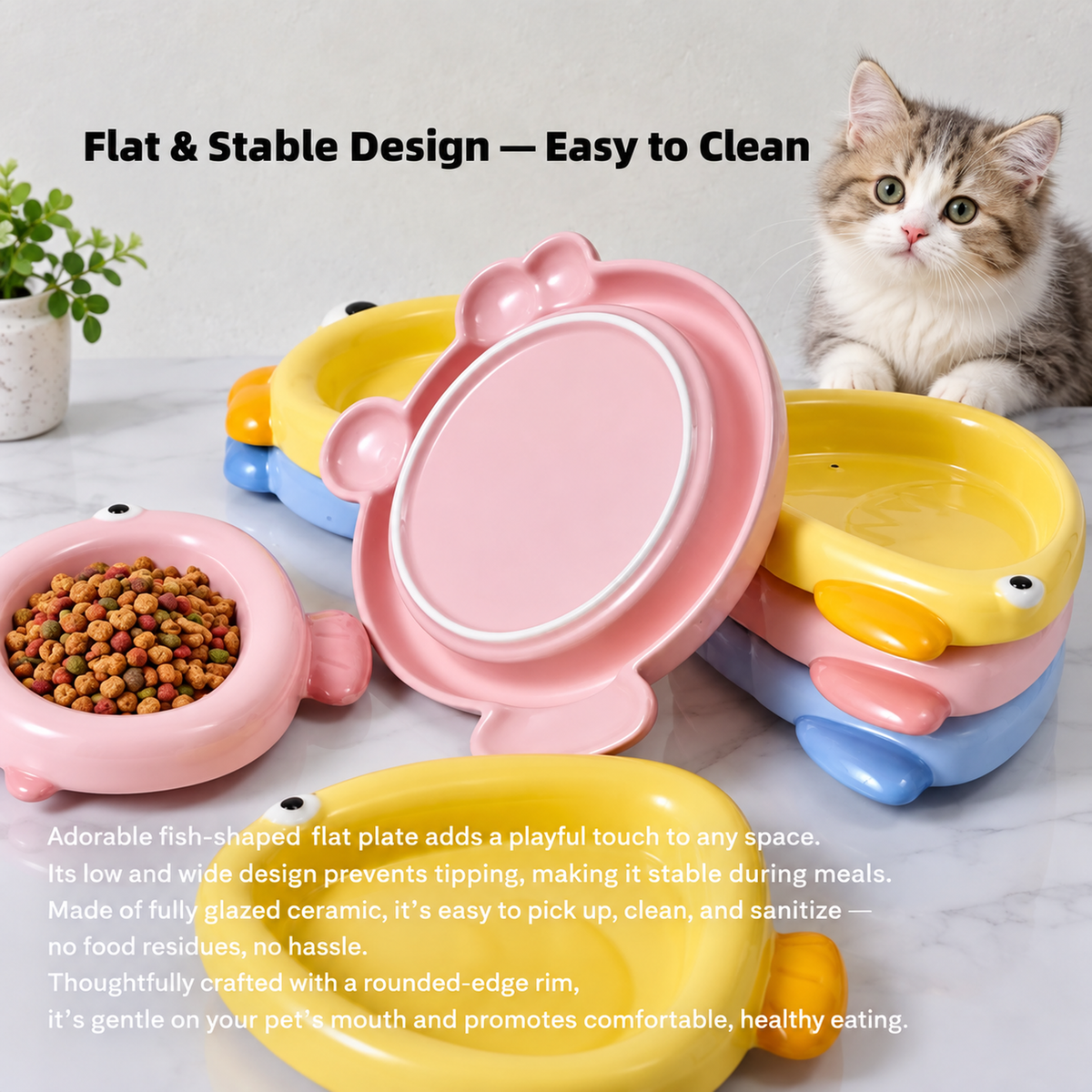 Colorful Ceramic Fish-Shaped Pet Plates | detail correction 5 | TEXT_LAYOUT_REBUILD | collection 20260919