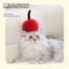 Cat relaxing with a cherry sound toy and soft cupcake cat house cushion [English revision]