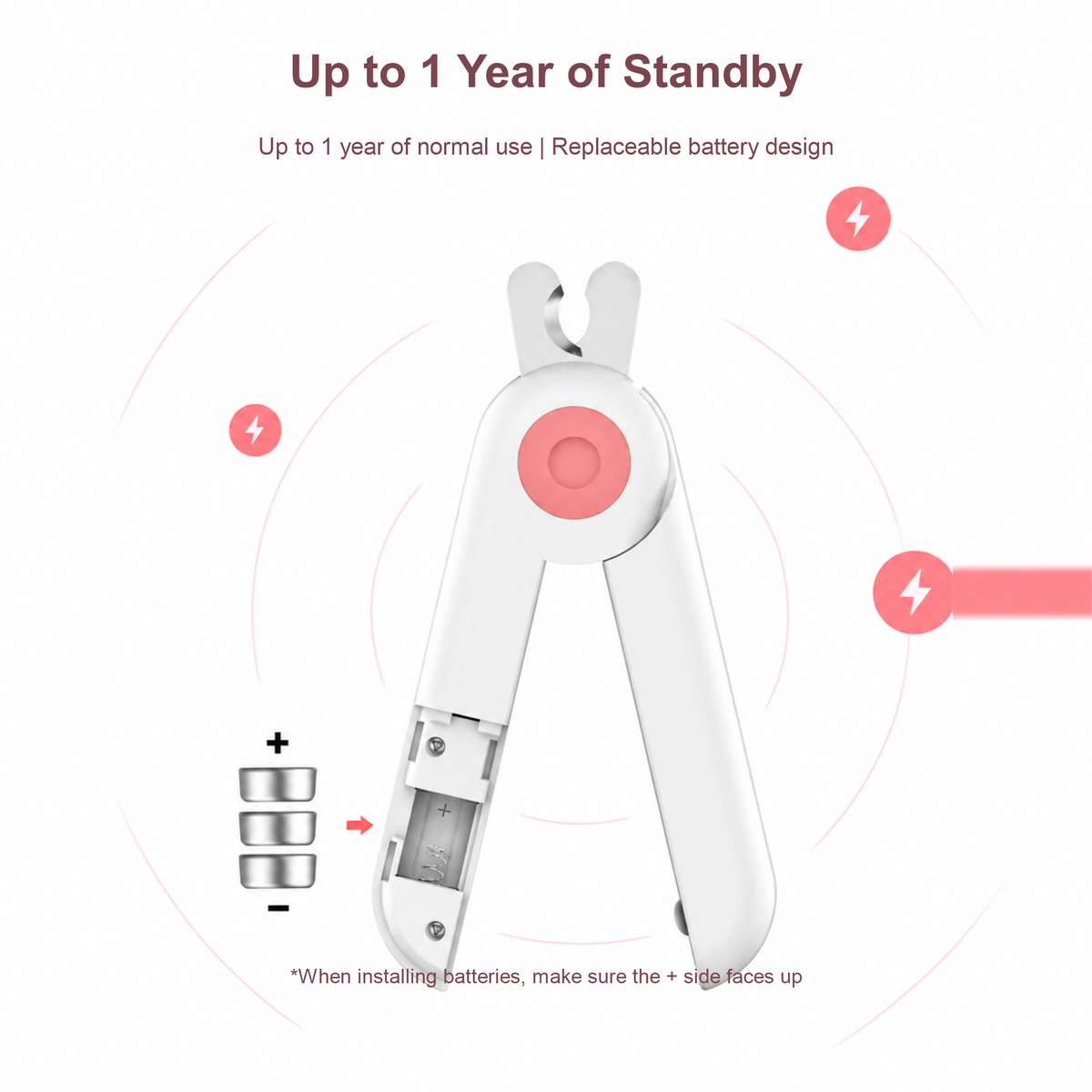 Pakeway LED pet nail clipper replaceable battery detail