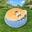 English overlay revision v2 | Dorayaki pet bed usage scene | natural 1:1 composition | source media 03