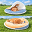 English overlay revision v2 | Dorayaki pet bed two-in-one design | natural 1:1 composition | source media 08