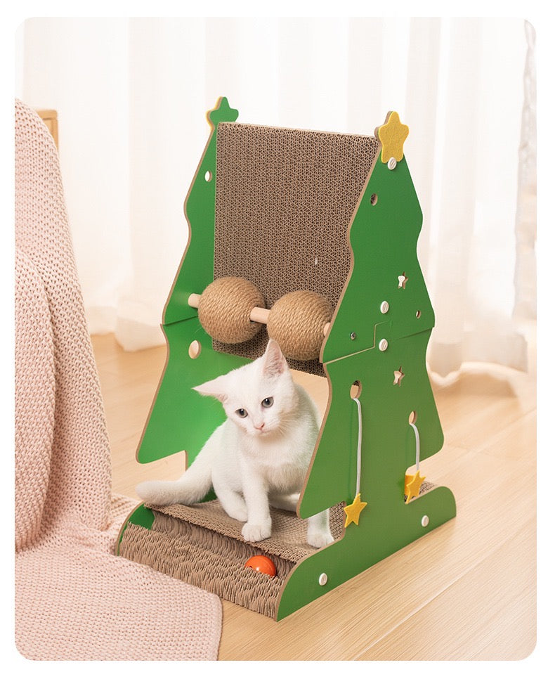 Cat Scratcher Kitten Scratching Post, Xmas Tree Pet Toy with Balls Climbing Frame, Cat Scratching Post for Adults Large Cats