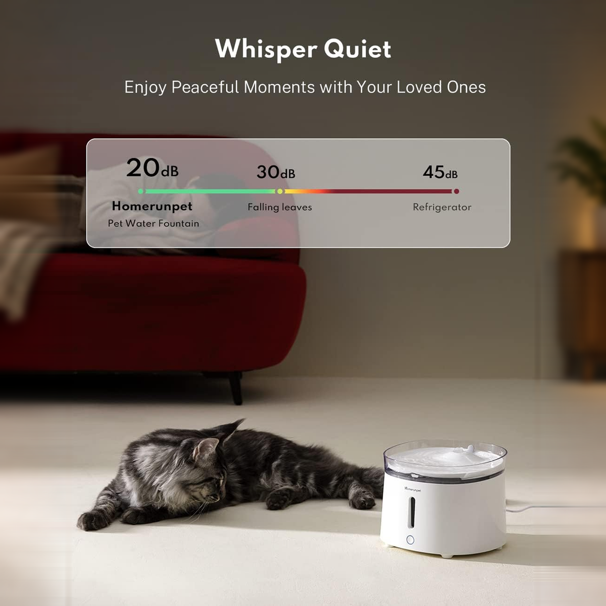 Homerunpet Cat Water Fountain - Whisper Quiet detail | effective outpaint v2