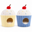 Cupcake cat house in yellow and blue colour options on a white background