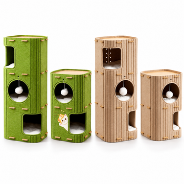 Hero | Multi-Functional Felt Cat Tower / Cat Barrel | multi-SKU white-background main image | four variants