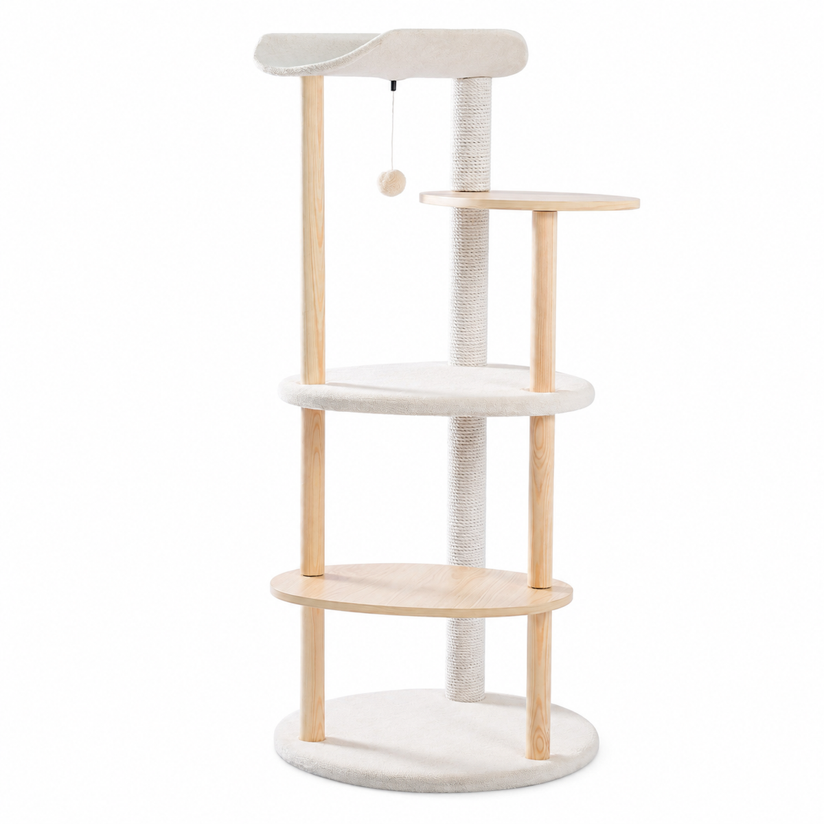 Pawz Road overlooking Wooden 5-Level Indoor Cat Tower | clean white SKU hero | source image 03 | precise-object-edit v1