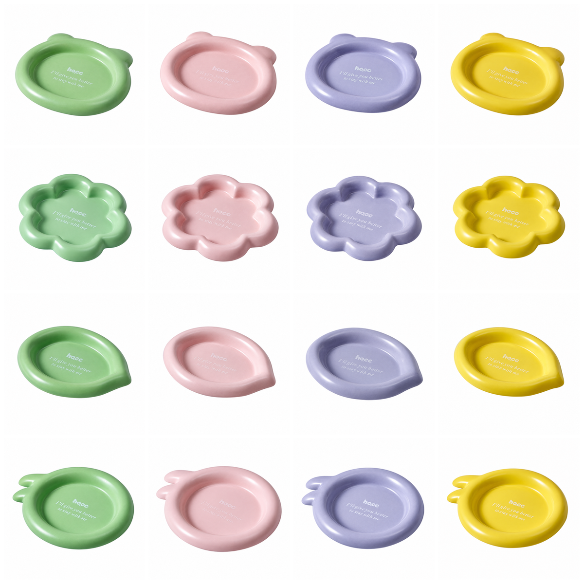 Colorful Ceramic Pet Plates | clean white multi-variant SKU hero | complete variant set | DETERMINISTIC_COMPOSITE