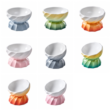 Macaron Gradient Ceramic Pet Bowl | clean white multi-variant SKU hero | complete variant set | DETERMINISTIC_COMPOSITE