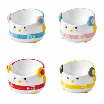 Hip-Hop Penguin Ceramic Pet Bowl | clean white multi-variant SKU hero | complete variant set | DETERMINISTIC_COMPOSITE
