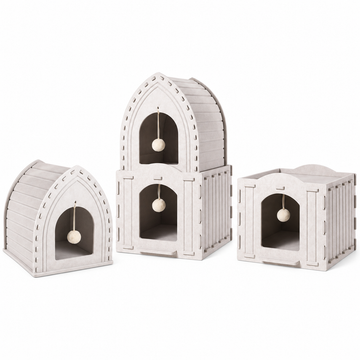 Hero | The Felt Fortress: Modular Castle Cat Den | clean SKU white-background main image | one default SKU