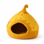 White background sunset yellow felt cat cave for cats