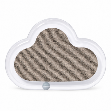 English main product image v2 | Furrytail Cloud Cat Scratcher | cloud-shaped scratcher with transparent perimeter track | pure white 1:1 composition
