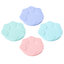 Soft silicone cat food can lids in Sky Blue, Mint Green, and Cinnamon Pink on a clean white background