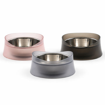 PIDAN Volcano Pet Bowl in translucent pink, black, and grey | multi-variant white-background hero
