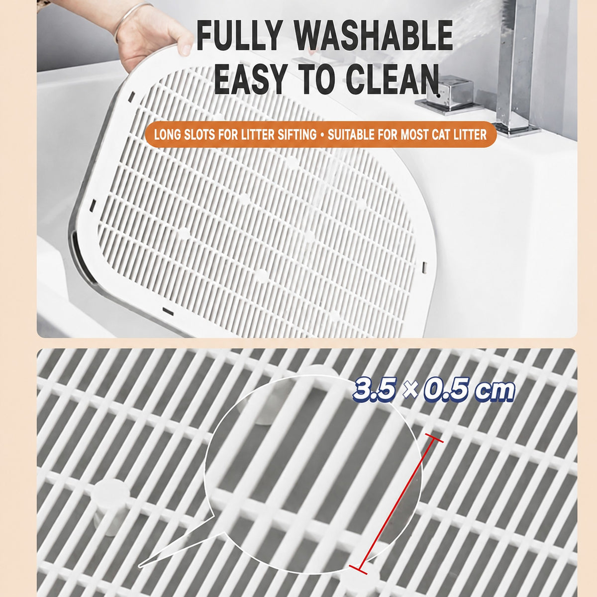 Hoopet fully washable cat litter mat with long litter-sifting slots, 3.5 x 0.5 cm [Gallery: Shared]