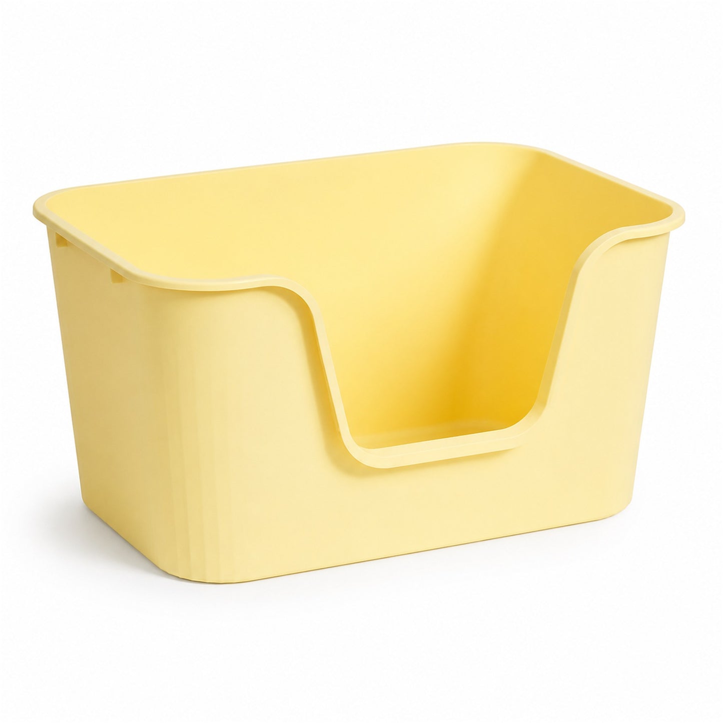Hoopet XL open cat litter box in yellow with raised sides and low front entry