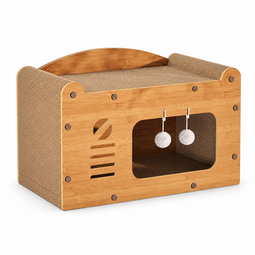 M size wooden cat scratcher and lounger white background SKU