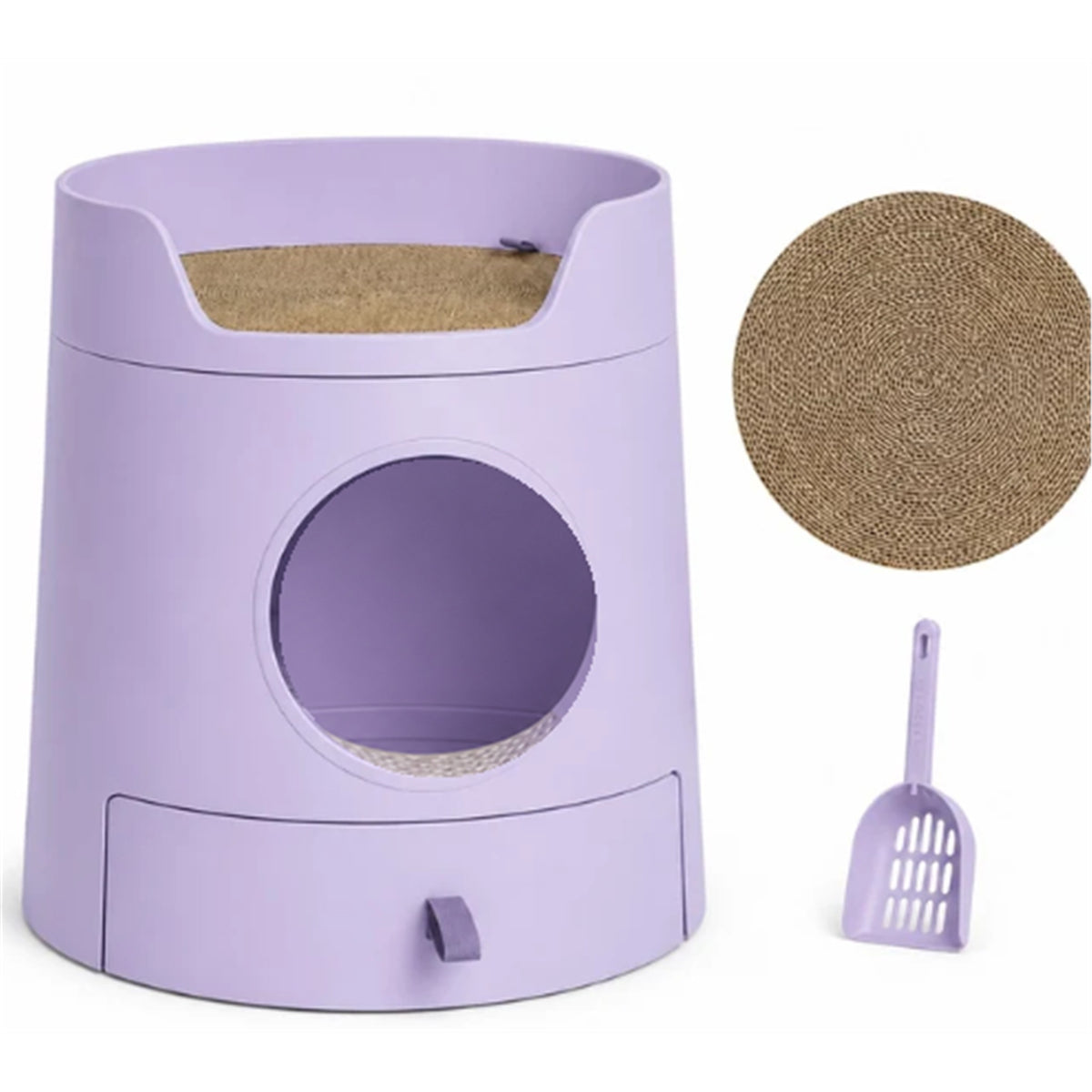 MAYITWILL Cat Castle Semi-Closed Litter Box - Lilac Purple set SKU image [Gallery: Lilac Purple]