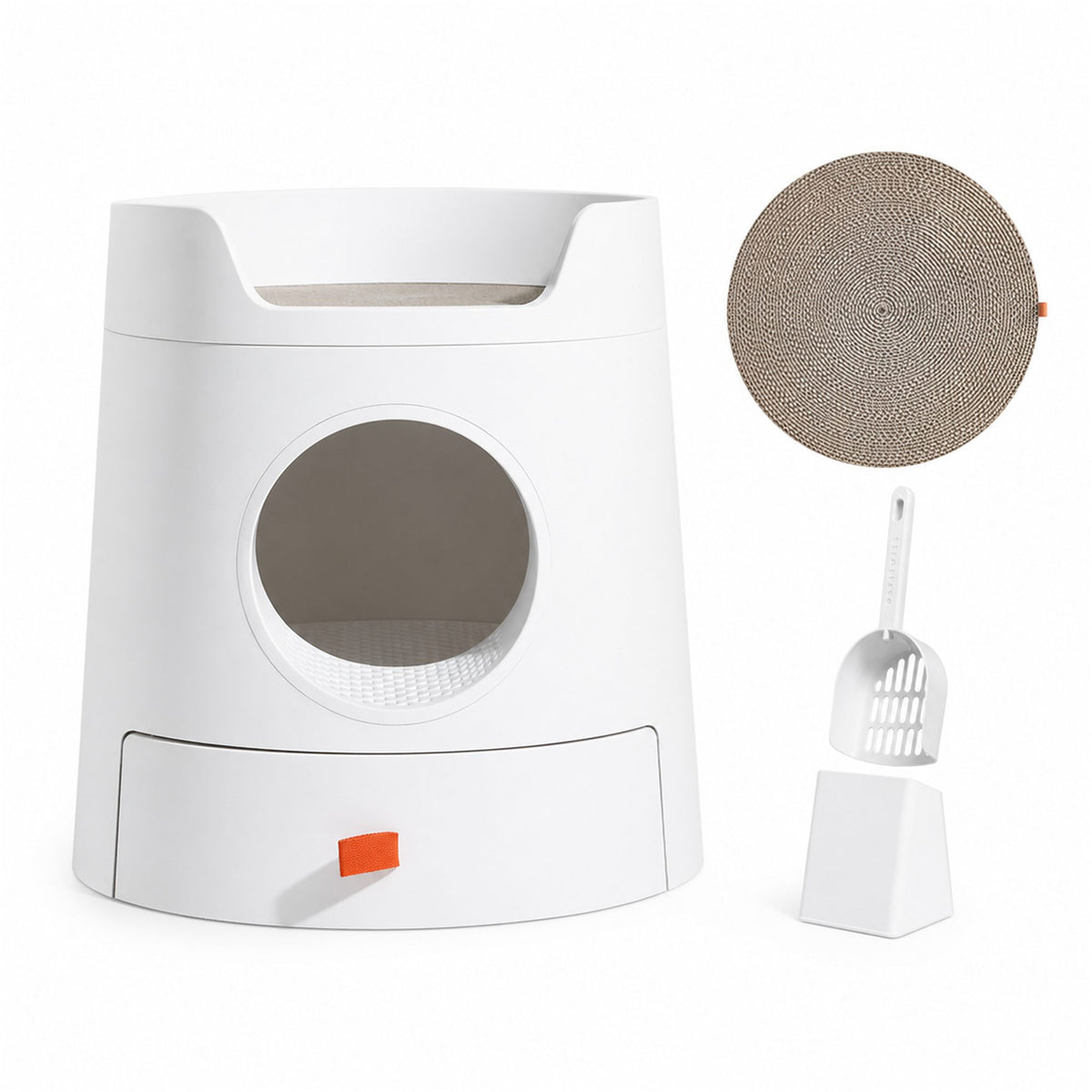 MAYITWILL Cat Castle Semi-Closed Litter Box - White set SKU image [Gallery: White]