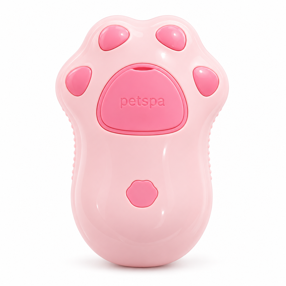Pink cat-paw pet bathing and massage brush - white background product hero