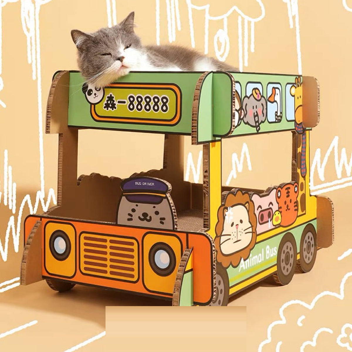 REVISED | TinyPet Double-Decker Animal Bus Cat Scratcher gallery revision 01 [Gallery: Comparison]