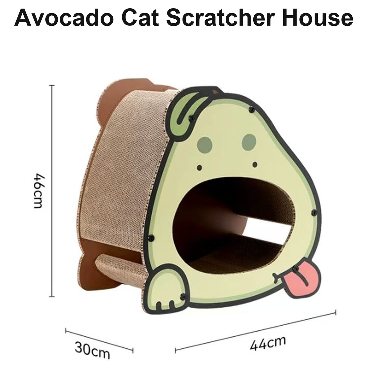 Avocado cat scratcher house dimensions 44 x 30 x 46 cm [Revision: English, glyph-height corrected]