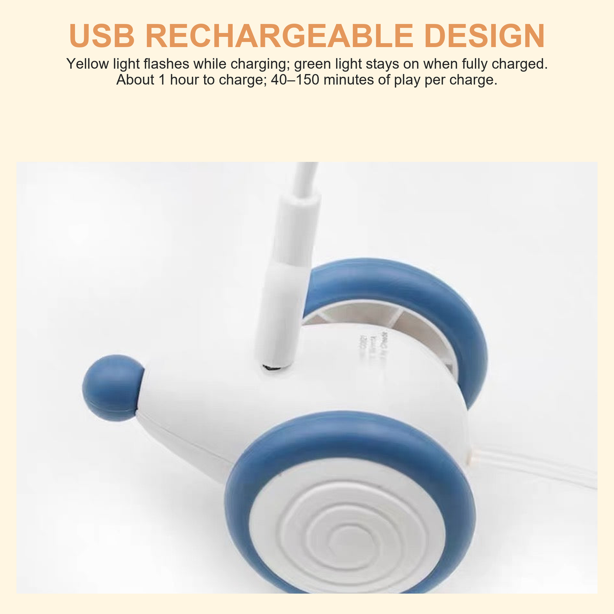 Destiny Pet interactive cat mouse toy - English translated detail image showing USB rechargeable interactive mouse toy