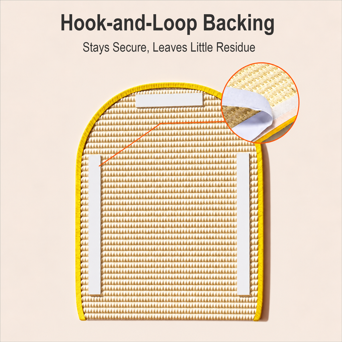 Cat scratching mat with Velcro-style back fastening detail