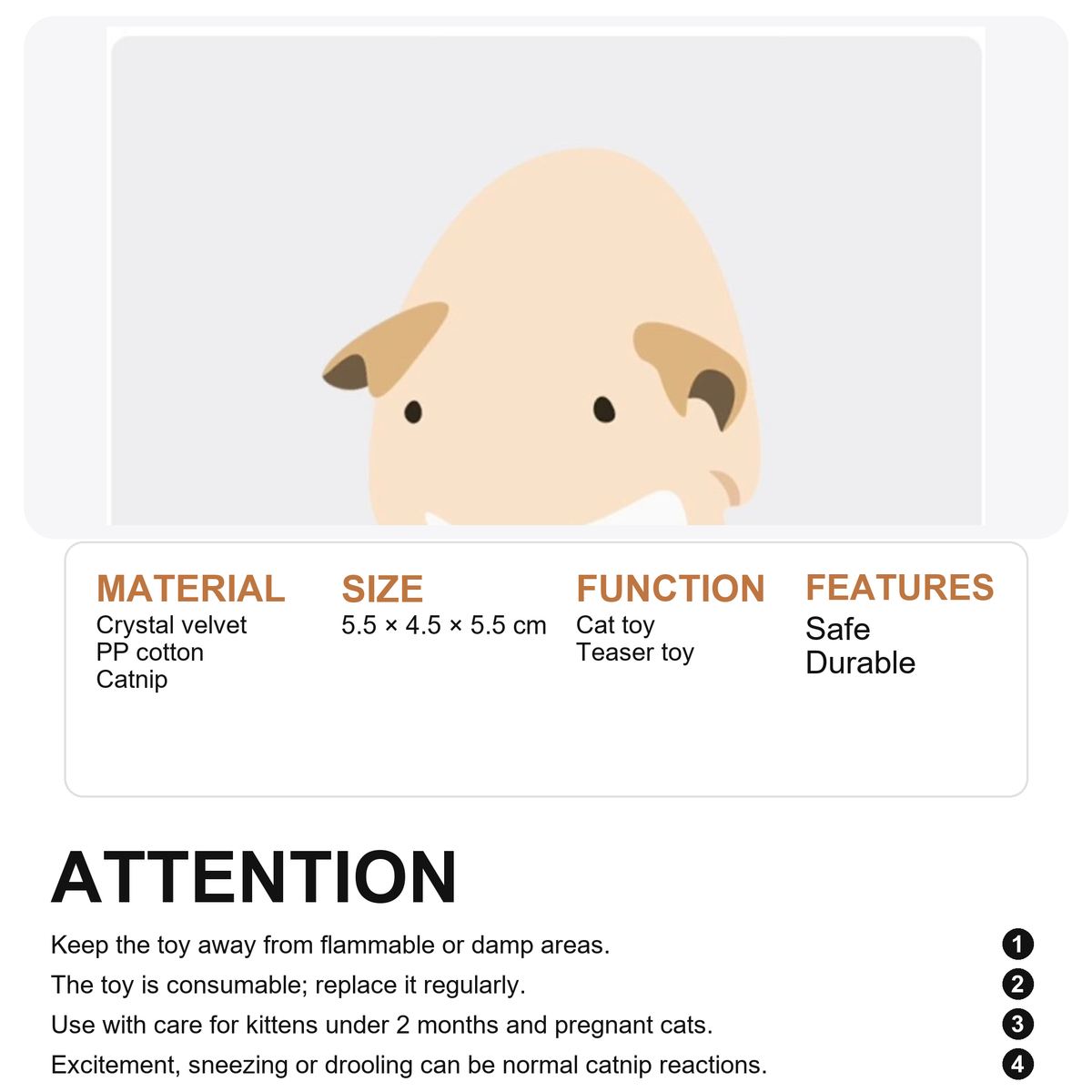 Catnip paper mouse toy - product specifications and safety notes