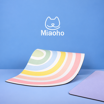 Miaoho Waterproof Rainbow Pet Food Mat | detail image 2 | square correction | FULL_FRAME_OUTPAINT_TEXT_LAYOUT_REBUILD | 20260919