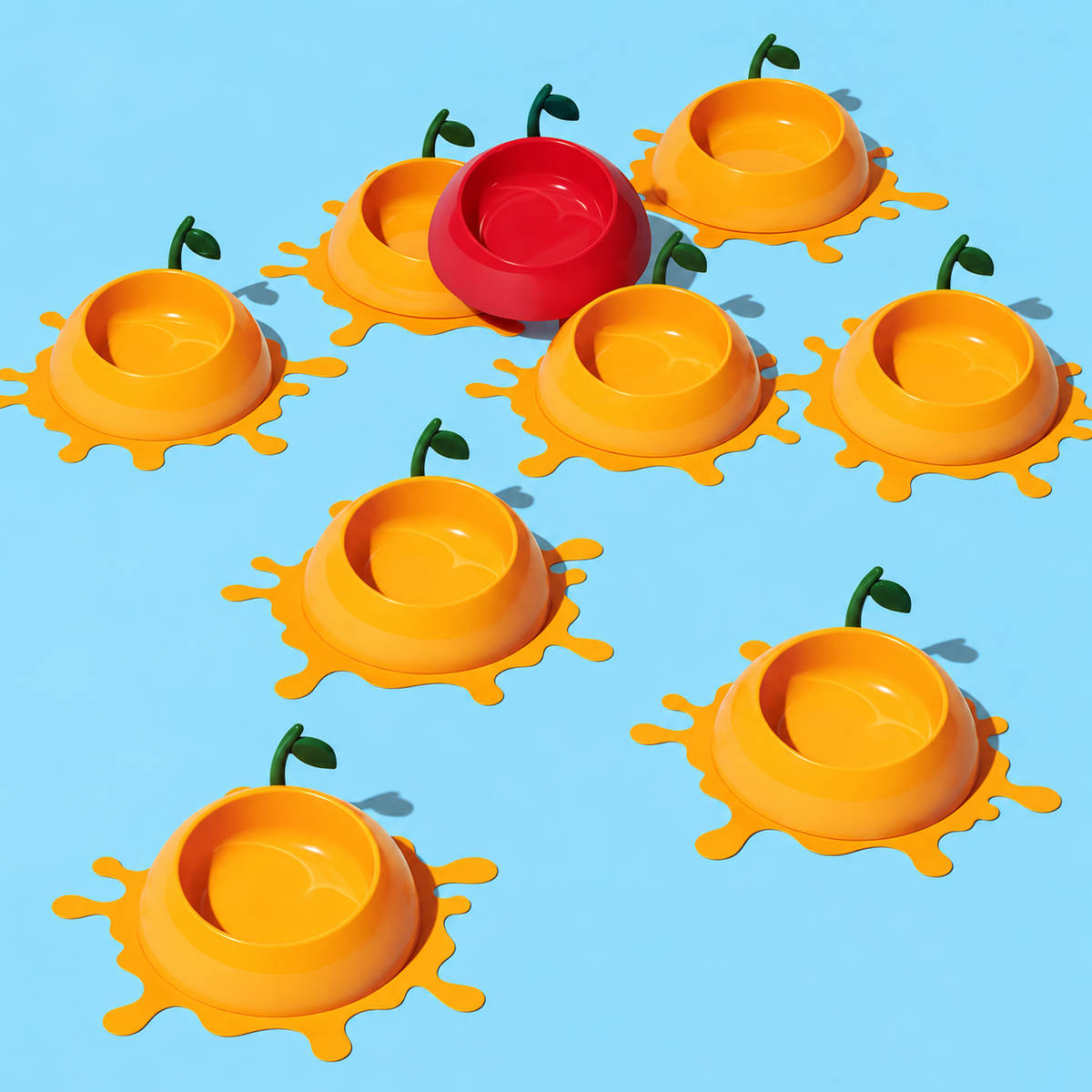 VETRESKA Cat Food Bowl Dog Water Feeding Bowl Dishes Non-Slip Mat Medium Small Dog Juicy Tangerine | detail image 1 | square correction | FULL_FRAME_OUTPAINT_TEXT_LAYOUT_REBUILD | 20260919-v2