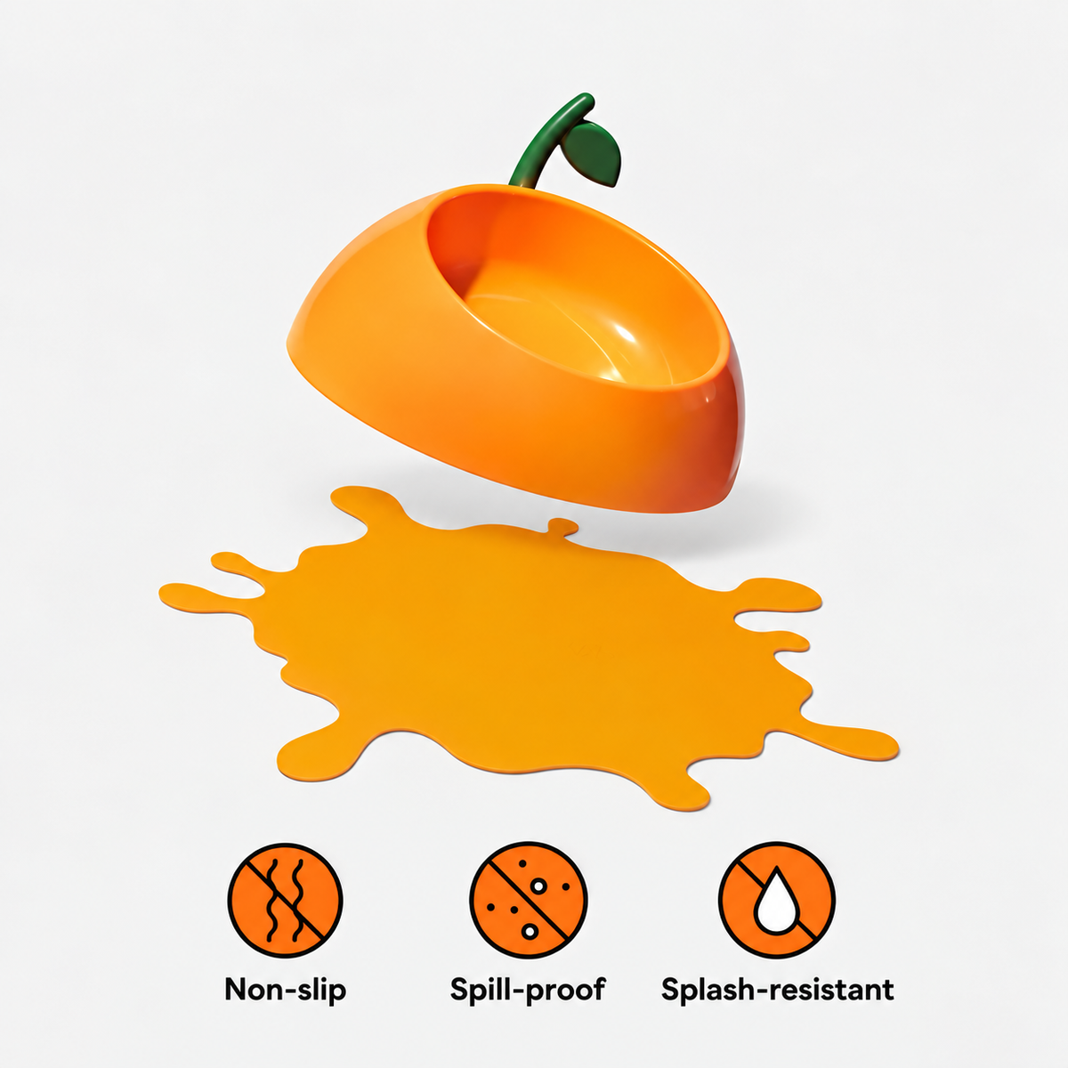 VETRESKA Cat Food Bowl Dog Water Feeding Bowl Dishes Non-Slip Mat Medium Small Dog Juicy Tangerine | detail image 3 | square correction | FULL_FRAME_OUTPAINT_TEXT_LAYOUT_REBUILD | 20260919-v2