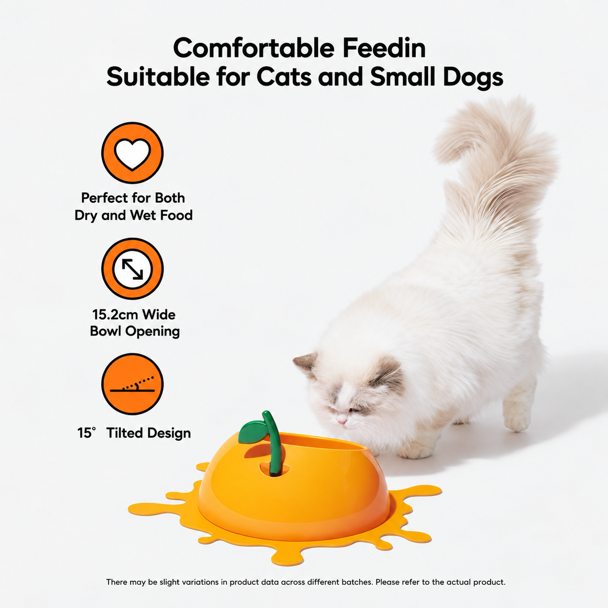 VETRESKA Cat Food Bowl Dog Water Feeding Bowl Dishes Non-Slip Mat Medium Small Dog Juicy Tangerine | detail image 5 | square correction | FULL_FRAME_OUTPAINT_TEXT_LAYOUT_REBUILD | 20260919-v2