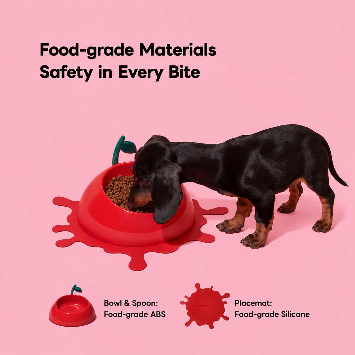 VETRESKA Cat Food Bowl Dog Water Feeding Bowl Dishes Non-Slip Mat Medium Small Dog Juicy Tangerine | detail image 7 | square correction | FULL_FRAME_OUTPAINT_TEXT_LAYOUT_REBUILD | 20260919-v2