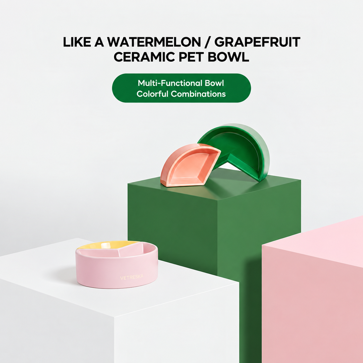 VETRESKA Like A Watermelon / Grapefruit Ceramic Bowl For Cats & Dogs | detail image 3 | square correction | FULL_FRAME_OUTPAINT_TEXT_LAYOUT_REBUILD | 20260919